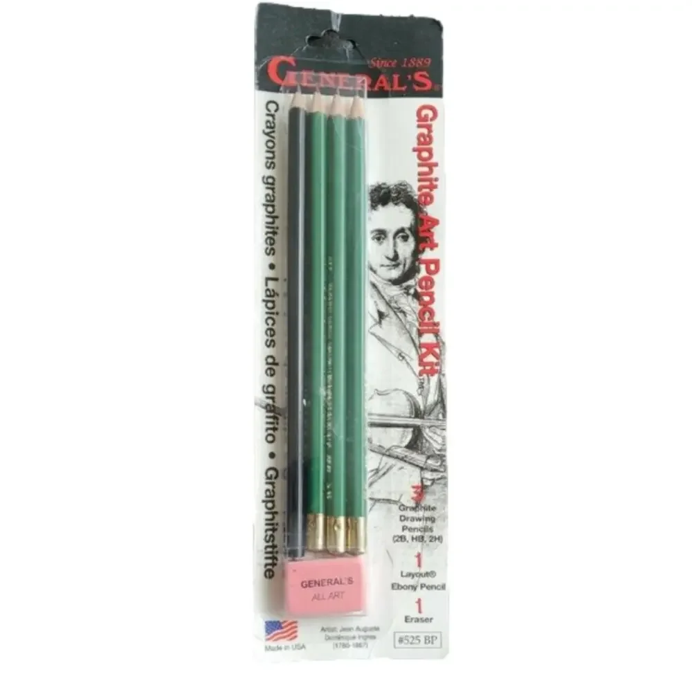 NIP General's Graphite Art Pencil Kit Extra Smooth 3 Graphite 1 Layout 1 Eraser